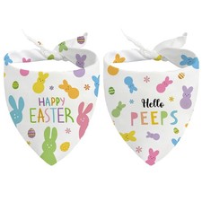 Easter Dog Bandanas 2 Pack, Adjustable Colorful Bunnies Small, Multicolor