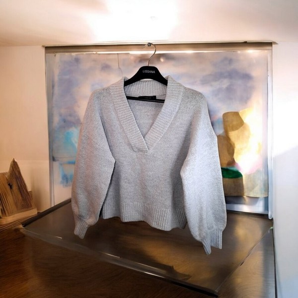 Women French Connection Sweater Grey Acrylic 40