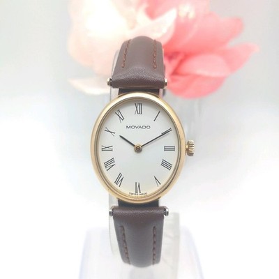 Movado Ladies Hand-Wound Oval Watch Strap Working 15hrs