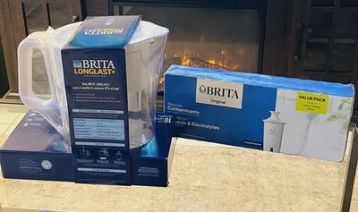 Brita Longlast 10 Cup Water Filter System Pitcher W/ ONE YEAR OF FILTERS! (6) 