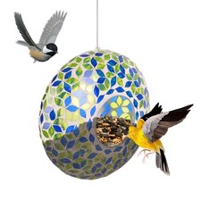 Mosaic Bird Feeder - Outdoor Fly Through Wild Hanging Feeders with Glass Design