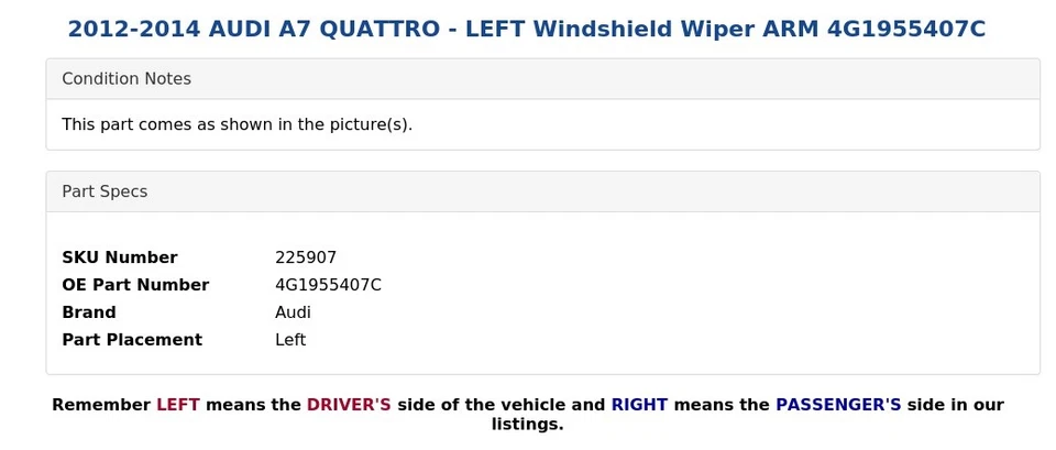 2012-2014 AUDI A7 QUATTRO - BRAÇO ESQUERDO limpador de para-brisa 4G1955407C - Imagem 4 de 4
