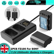 2� NP-FZ100 Battery & LCD Charger For Sony A6600 A7R-IV A9 A9R Alpha A7-III A7R3