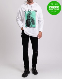 RRP€1080 VALENTINO Hoodie Size M Logo 1971 Archive Print Logo Made in Italy