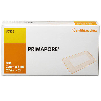 Smith&Nephew Primapore Central IV Adhesive Dressing, 2 '' x 2'' Pads - Box of 100