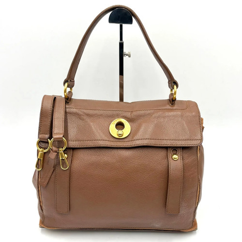 Auth Yves Saint Laurent Muse Two 2Way Tote Bag Shoulder Bag Brown 229680 2Y8495