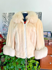 CHRISTIAN DIOR pearl ivory MINK FOX FUR JACKET Small Christian Dior Fourrure