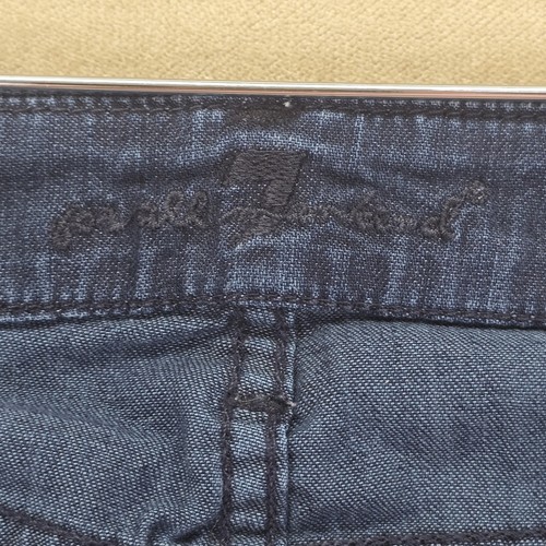 7 For All Mankind Flare A-Pocket Dark Blue Wash Denim Jeans Women's 32x33 Flaws - Picture 15 of 24