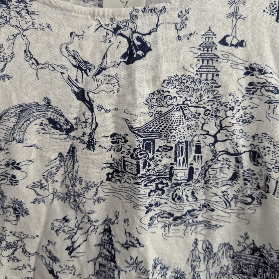 Vestido Feminino Joie Toile Linho Branco Azul Marinho XS - Imagem 2 de 4