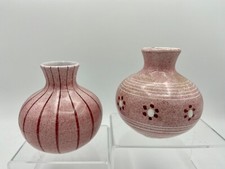 2  Small Mauve Studio Pottery Glazed Vases Signed 