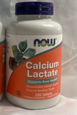 NOW FOODS Calcium Lactate Supports Bone Health 250 Tabs Exp 10/28