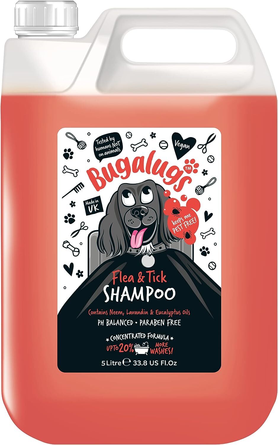 Bugalugs Flea & Tick Shampoo, Shampoos for Dogs 500ml, 1L, 5L Fleas