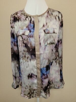 CHICO'S Women's Blouse Top Long Sleeve Round Neck Button Down Polyester.Size 0