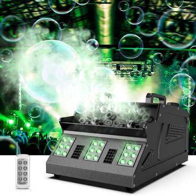 3000W LED RGB Smoke Bubble Machine Fog Machine Blower Bubble Maker Wedding Show~