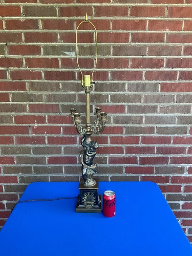 Vintage Neoclassical Style Cherub Putti Angel Table Candelabra Lamp - Picture 2 of 11
