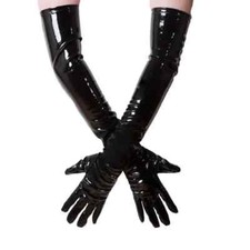 PVC Wet Look Glossy Five Fingers Opera Long Gloves Shiny Party Arm Length Glove