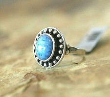  VINTAGE  Native American DENIM LAPIS Sterling Silver Ring Size 8.75