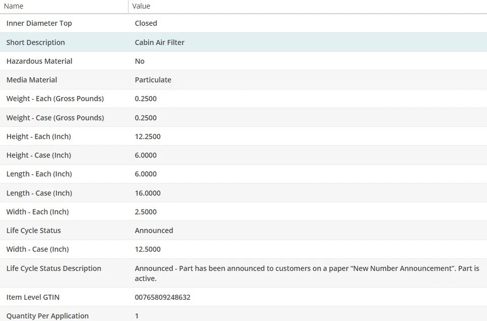 FILTRO DE AIRE DE CABINA OEM WIX para Nissan Pathfinder 2000-2004 Foto 3 de 3