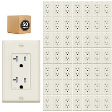 50 Pack Outlet Socket, Decora Duplex Receptacle,20 Amp 125 Volt With Plate,Ivory