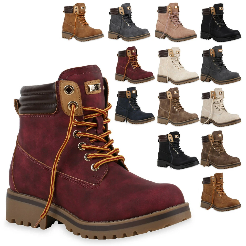 MARKENLOS 894449 Warm Gefütterte Damen Outdoor Stiefeletten Worker Boots Mode