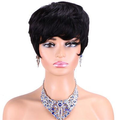 short pixie cut human hair Pixie Bob Cut Human Hair Wig With Bangs Glueless Wig