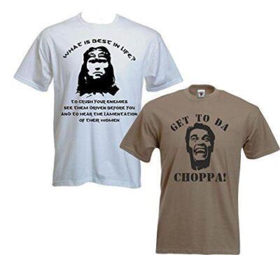 Best in Life Get to the Choppa T-Shirt Doppelpack - Lustig Retro Sci Fi Arnie