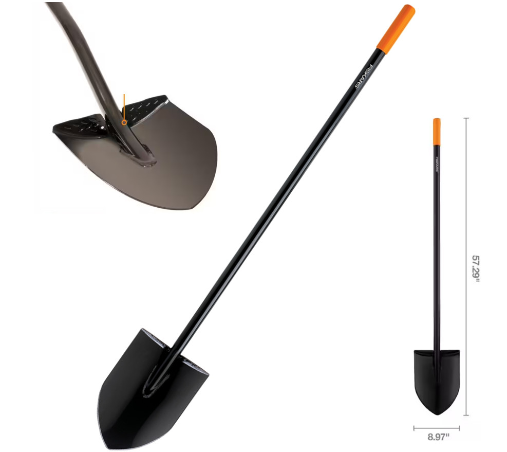 57.29" Digging Spade Shovel Heavy Duty Welded Steel, Long Handle, Powder Coated
