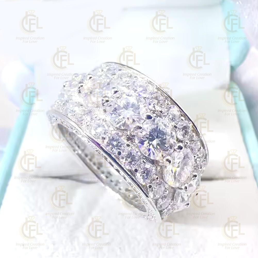 4.1CTW Round Cut Moissanite Eternity Wedding Band Ring 14k White Gold ...