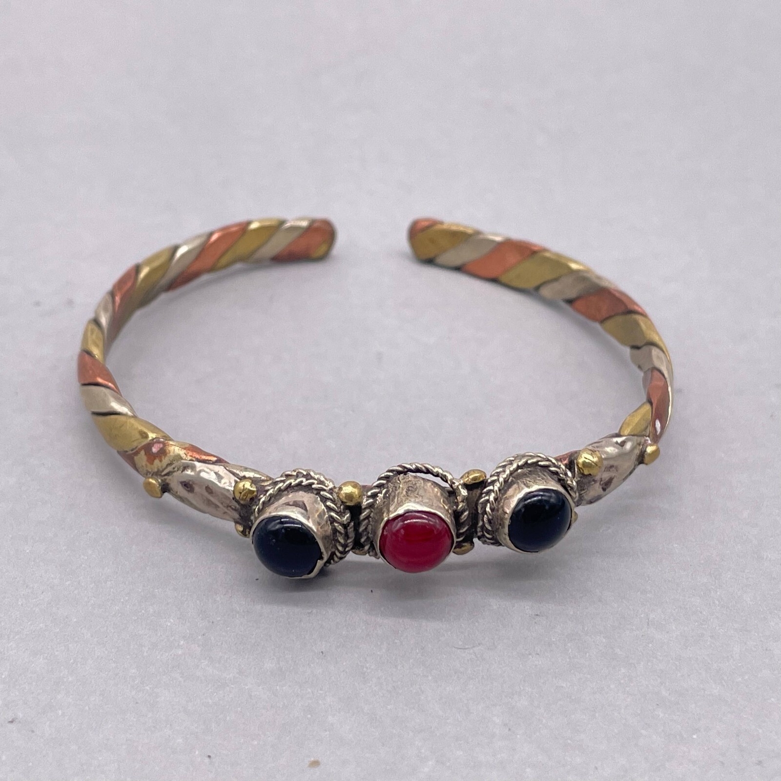 Multicolor Stone Copper Twisted Cuff Bracelet Mul… - image 3
