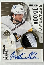 Jonathan Gruden 2023-24 UD SP Game Used Inked ROOKIE Sweaters AUTO PATCH #36/49