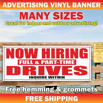 #ad #ad NOW HIRING DRIVES Advertising Banner Vinyl Mesh Sign wanted employees management $349.95