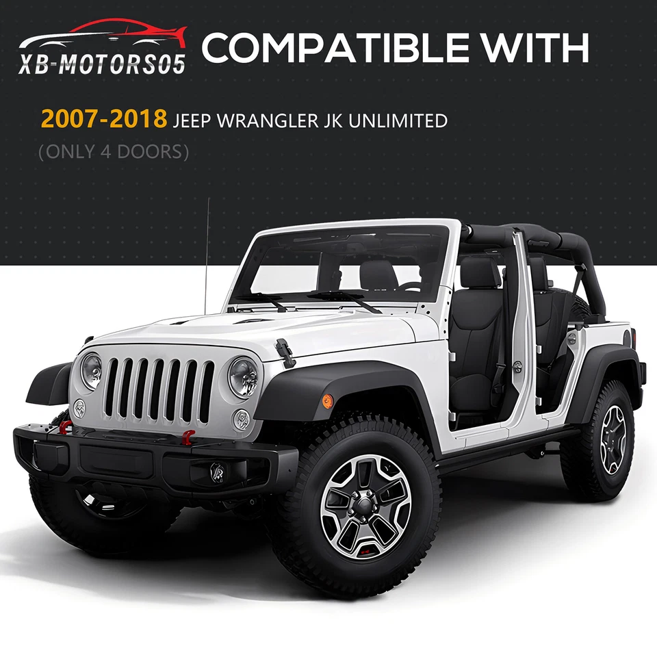 Tube Doors Half Door for Jeep Wrangler JK JKU 07-18 4-Doors Only Safari Tubular Foto 2 de 4