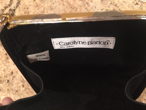 Vintage Carolyne Barton Metal Gold & Silver Square Evening Bag retro prom - Picture 3 of 5