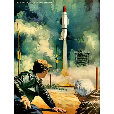 KRIEGSGEMÄLDE RAKETENSTART RAKETE ATOMBOMBE USA KUNSTDRUCK POSTER 30X40 CM 12