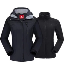 CAMEL CROWN Women's Ski Jacket Waterproof 3 in 1 Winter Jacket Wind Water Proof