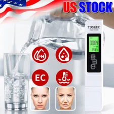 Water Quality Tester TDS Meter EC Temperature 0-9990ppm Drinking Water Aquarium
