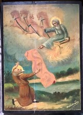 Ancient Flaming Ascension of the Prophet Elijah GREEK ICON Icon