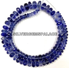 RAREST Blue Sapphire Rondelle Beads Faceted Sapphire Gemstone Beads Necklace.
