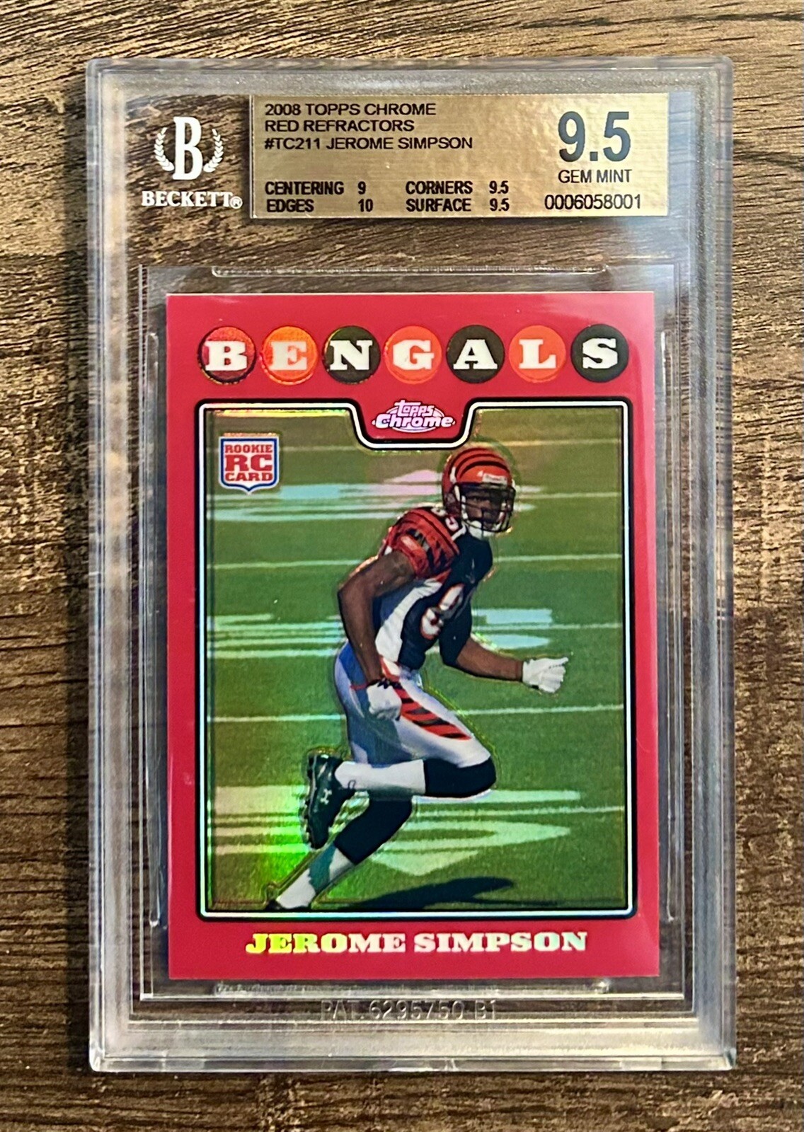2008 Topps Chrome Red Refractor /25 Jerome Simpson RC BGS 9.5 Gem Mint 💎 Pop 1