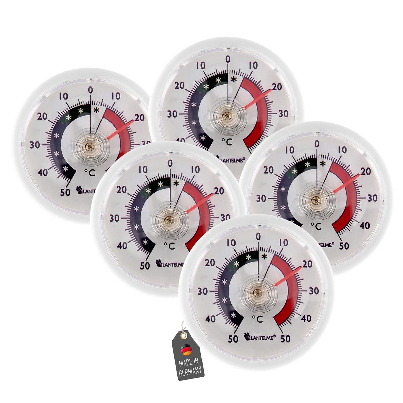 5 Stück Kühlschrankthermometer Set selbstklebend Gefrierschrank Thermometer rund