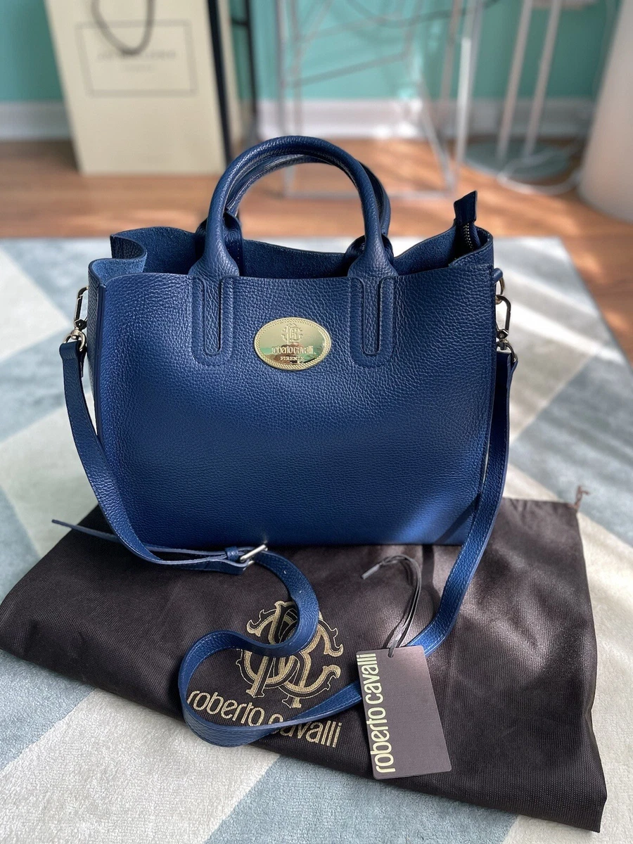Roberto Cavalli Top Handle Leather Tote Bag Electric Blue eBay