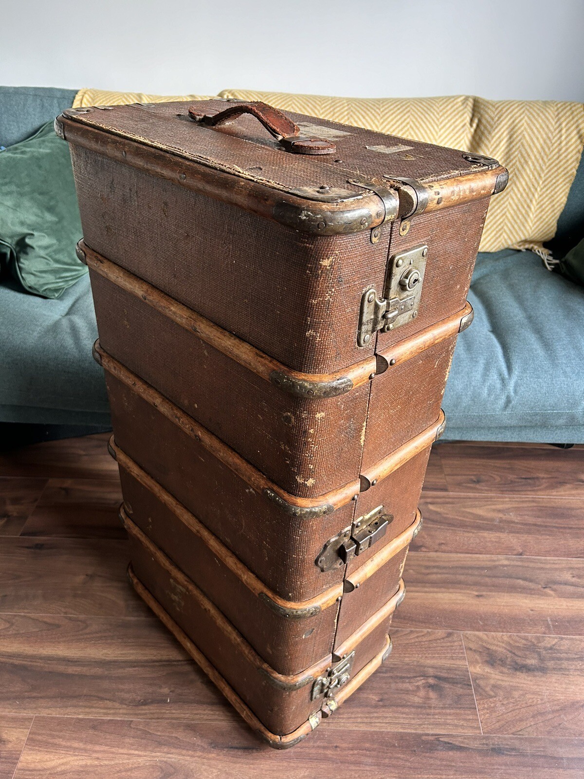 Vintage Wooden Banded Steamer Trunk eBay