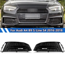 For AUDI A4 B9 S-LINE 2016 2017 2018 Front Fog Light Cover Grille Gloss Black