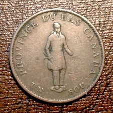 1837 Lower Canada  Half Penny / One Sou Bank Token  - FREE US SHIPPING cd