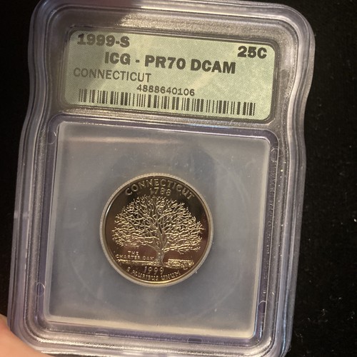 1999-S Connecticut State Clad Proof Quarter ICG PR70DCAM Deep Cameo Quarter - Picture 5 of 10