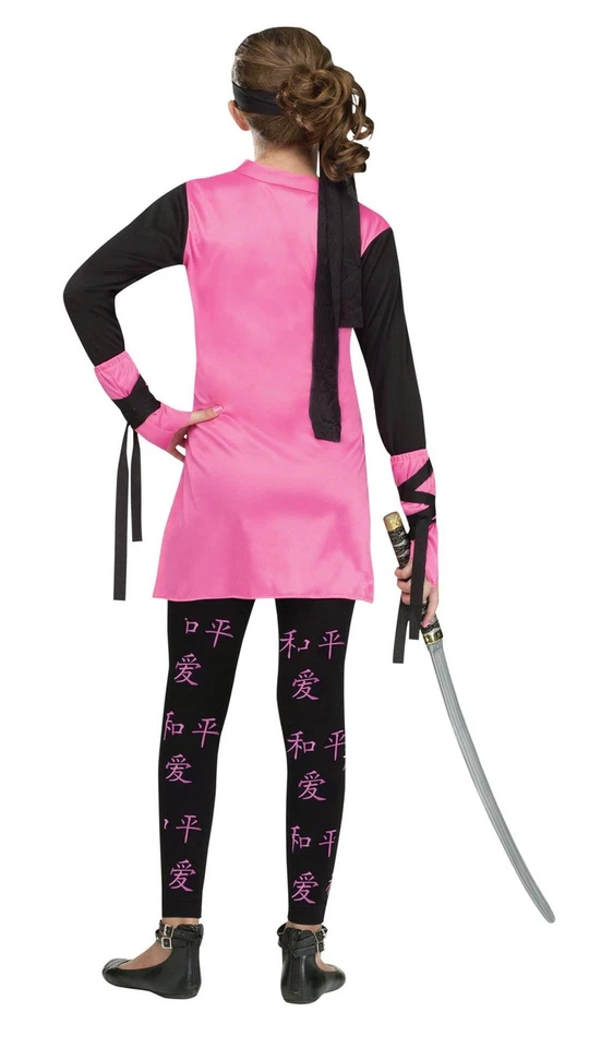 Disfraz Dragón Ninja Niña Niños, Negro/Rosa, Grande 12-14 Foto 2 de 2