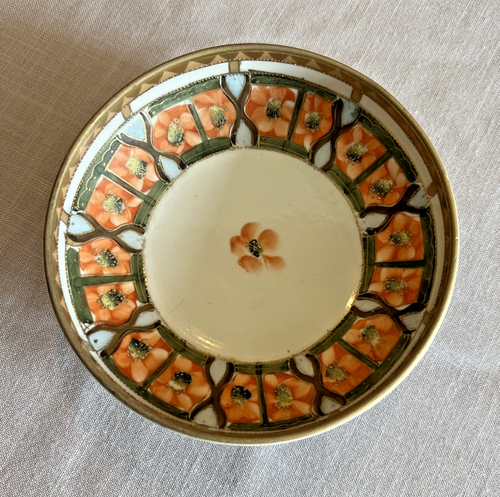 Vintage Moriage, Hand Painted, Footed, Beaded, GilT Candy Dish Bowl - 第 1/8 張圖片
