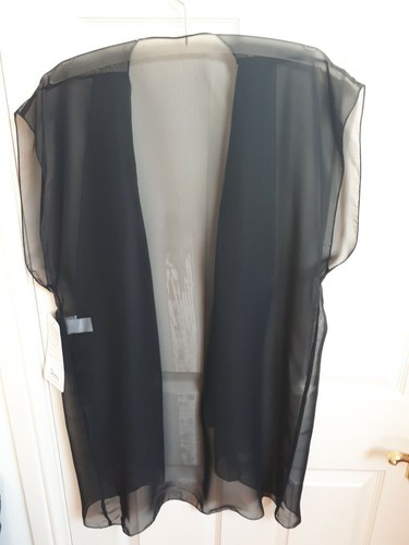 Shirley of Hollywood Sheer Black Chiffon Shrug One Size Negligee Lingerie Wrap - Picture 13 of 13