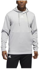 Adidas Men's Team Issue Training Pullover Hooded Sweatshirt   Gray/White