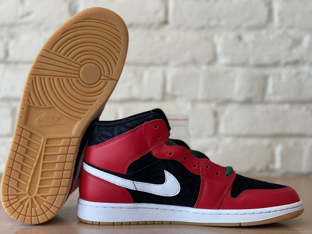 Nike Air Jordan 1 Mid SE Christmas Shoes Black Red Green DQ8417